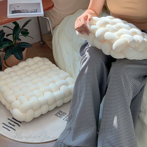 北欧风水晶绒方便面编织坐垫靠垫