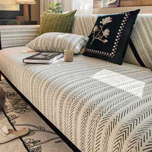 法式中古雪尼尔沙发垫四季通用2025新款直排贵妃沙发坐垫高级盖布