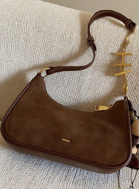 南风Chio2nd 磨砂真皮枫色香榭腋下包包女秋冬麂皮小众单肩斜挎包