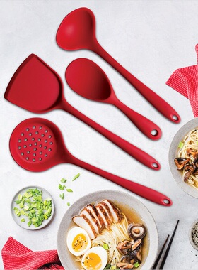 硅胶厨具厨房四件套锅铲汤勺厨房多功能烹饪硅胶铲套装