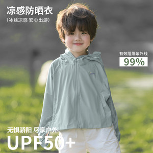 糯美小希旗舰店儿童防晒衣冰丝2025新款男童女童轻薄透气冰感防紫外线帽檐防晒服