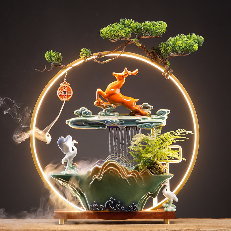 创意招财流水摆件循环水客厅玄关家居饰品办公室桌面乔迁开业礼品,家居饰品,装饰摆件,淘宝优惠券,粉丝福利购,淘宝优惠卷