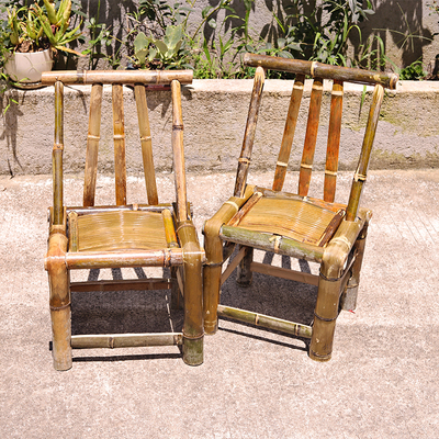 老式竹椅子竹凳子纯手工编制座椅户外庭院休闲桌椅成人幼儿园藤椅