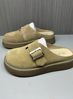 撤柜断码处理真皮包头半托女鞋百搭舒适一脚蹬户外轻便低帮勃肯鞋