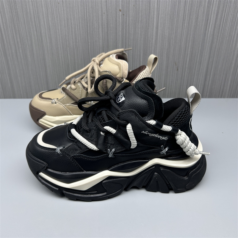 专柜撤柜处理秋季新款真皮老爹鞋女时尚百搭圆头系带增高运动鞋潮