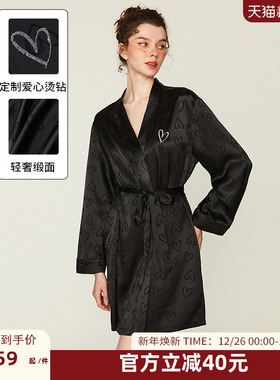 DPLAYSWEET法式轻奢定制爱心提花缎面睡衣睡袍套装女士冬季新品
