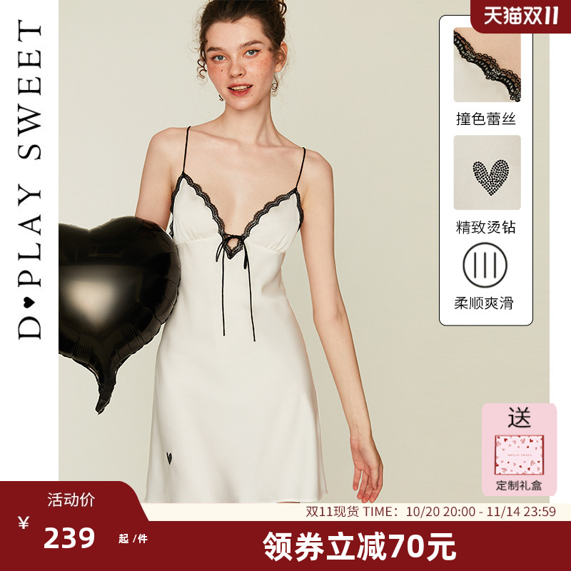 定位爱心烫钻/撞色蕾丝拼接/丝滑缎面