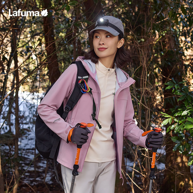 LAFUMA乐飞叶25秋冬户外CORDURA连帽软壳夹克男女防泼水防风加绒