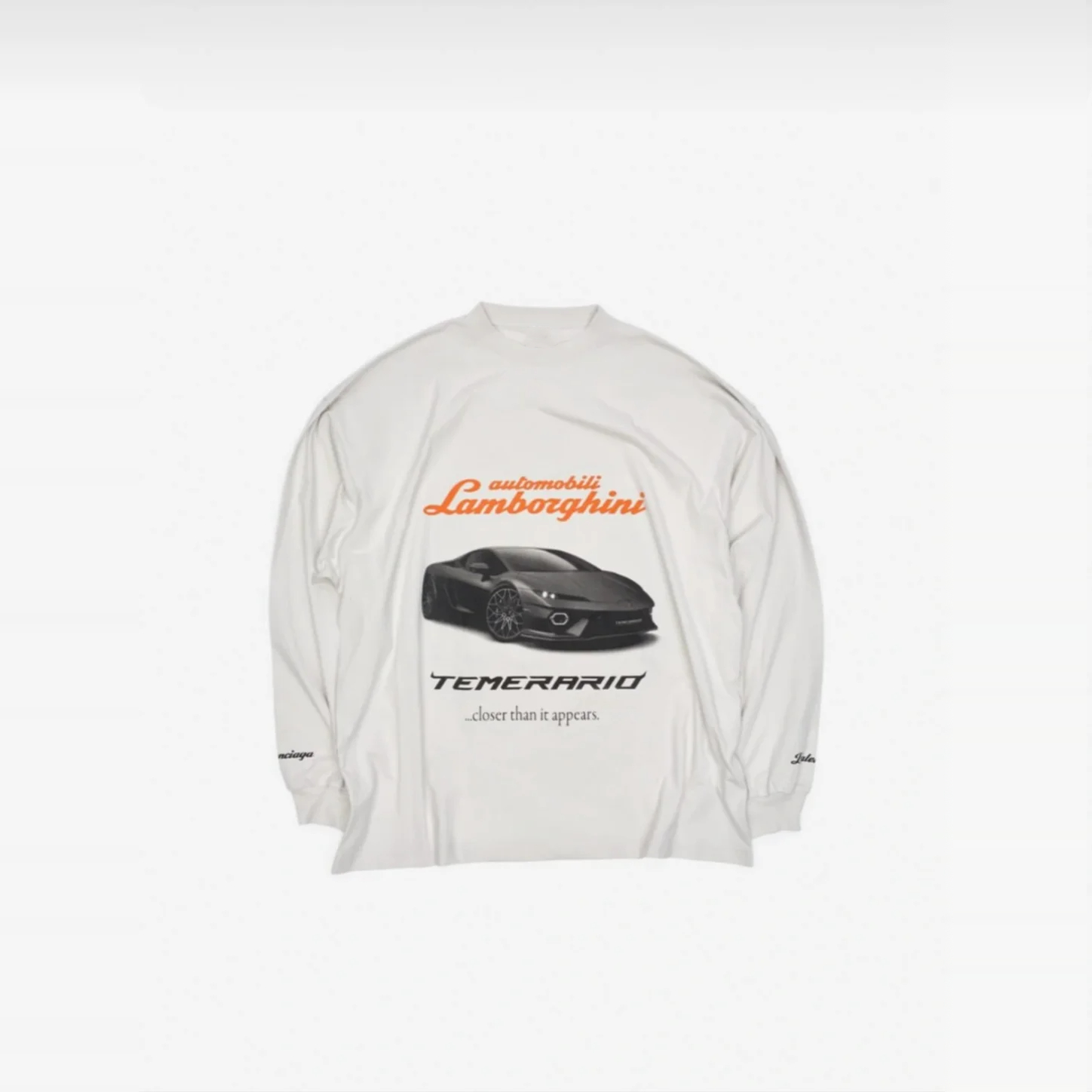 Ba25ss lamborghini联名系列汽车圆领套头字母印花长袖T-shirt