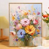 繁花似锦花卉DIY数字油彩画解闷手工绘填充涂色高级感客厅装 饰画