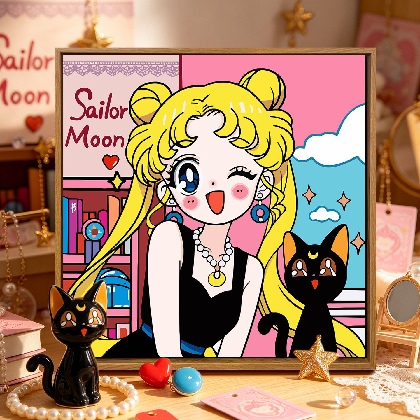 可爱卡通美少女战士DIY数字油画