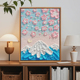 奶油风富士山樱花风景石英砂肌理画DIY材料全套手工填色数字油画