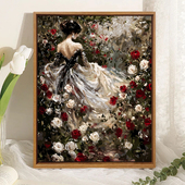 夜玫瑰之约DIY数字油画治愈解压手工绘填充涂色高难度丙烯装 饰画