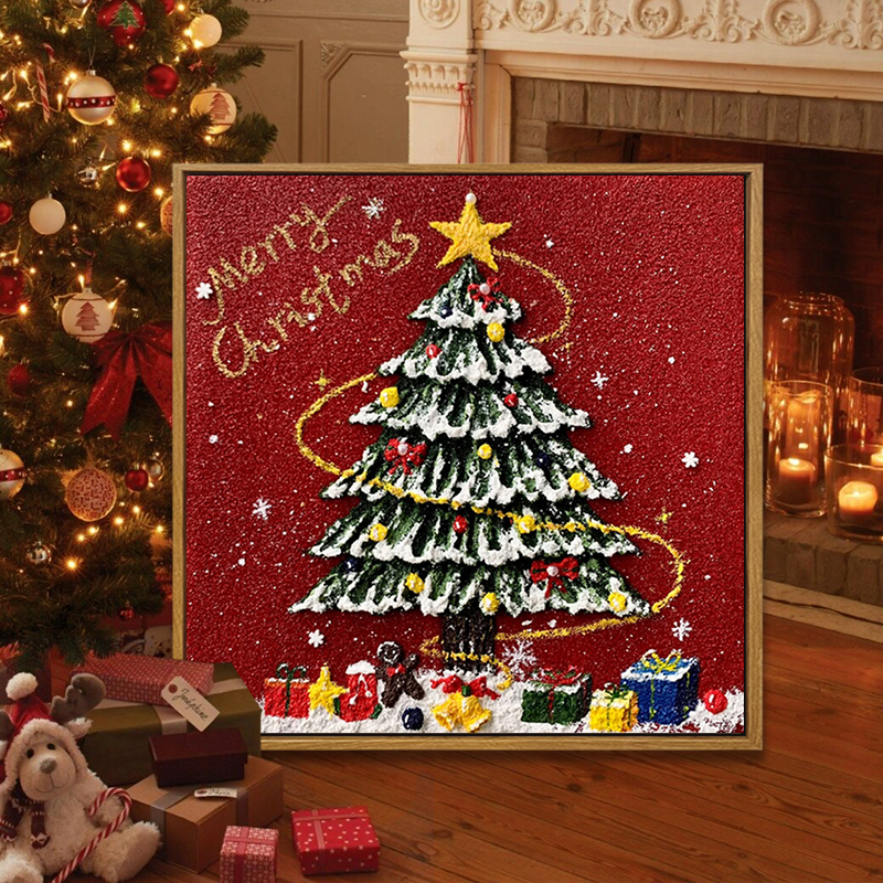 圣诞树肌理画DIY材料包手工礼物