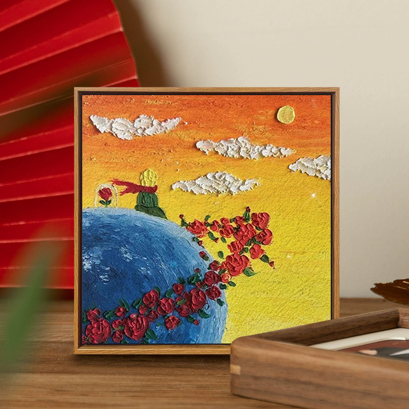 小王子立体肌理画石英砂DIY材料包手工填色卡通动漫数字油画装饰图片