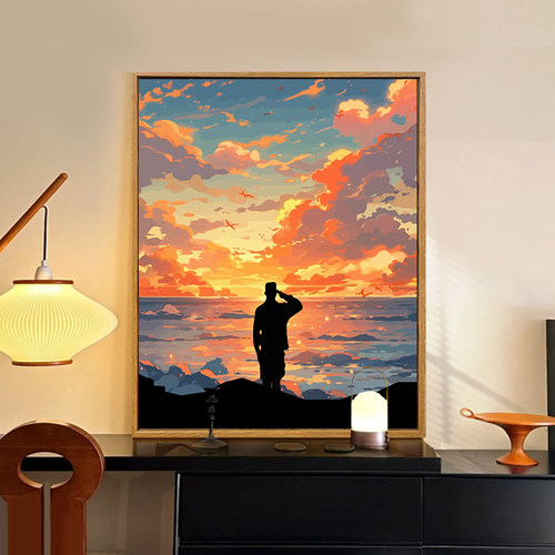 八一建军节手工礼物DIY数字油画