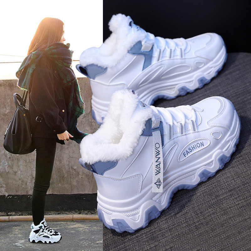 加绒保暖老爹鞋女冬季高帮运动鞋时尚雪地靴