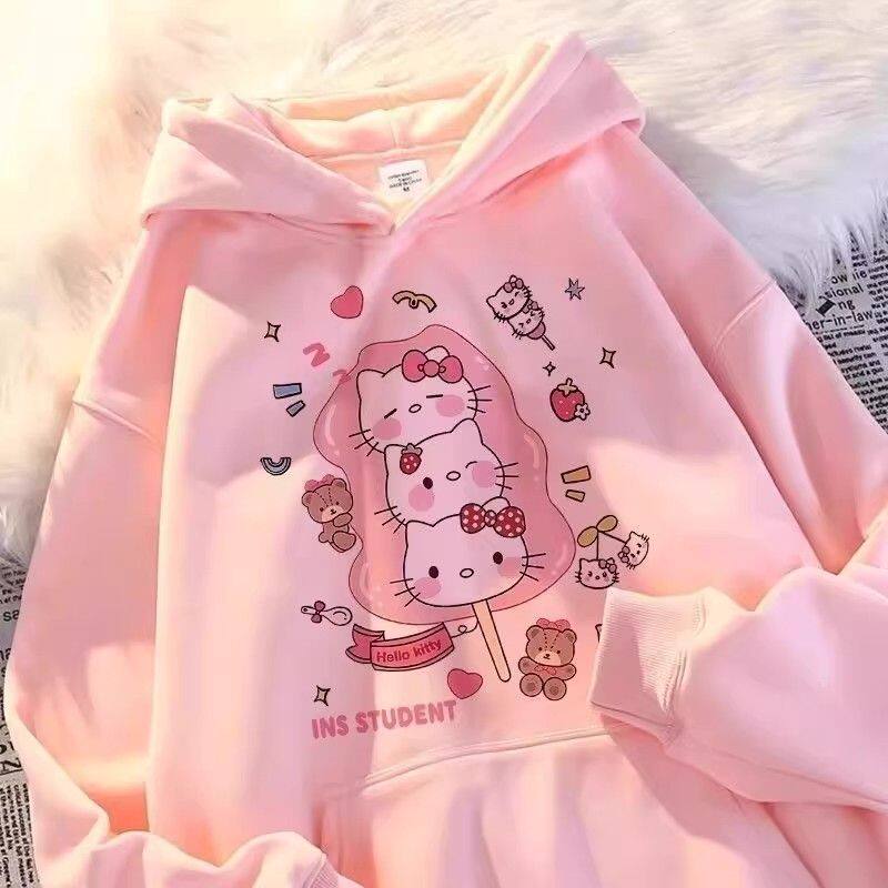 加绒女童连帽卫衣卡通猫童装秋冬新款中大童小女孩洋气时髦