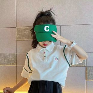 小女孩短袖 现货女童T恤夏季 POLO衫 洋气时尚 体恤 休闲上衣儿童夏装