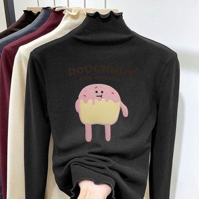 女童半高领加绒打底衫2025新款秋冬童装大童加绒内搭儿童上衣