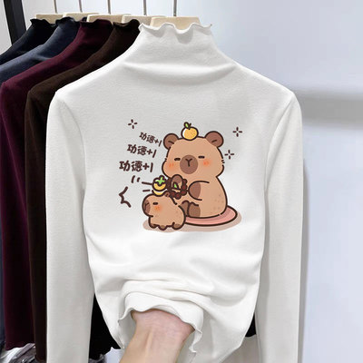 女童半高领德绒打底衫秋冬季童装大童双面绒内搭保暖儿童长袖上衣