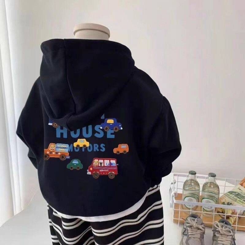 男女童装潮牌美式印花复古秋冬字母灰色连帽卫衣加厚薄款