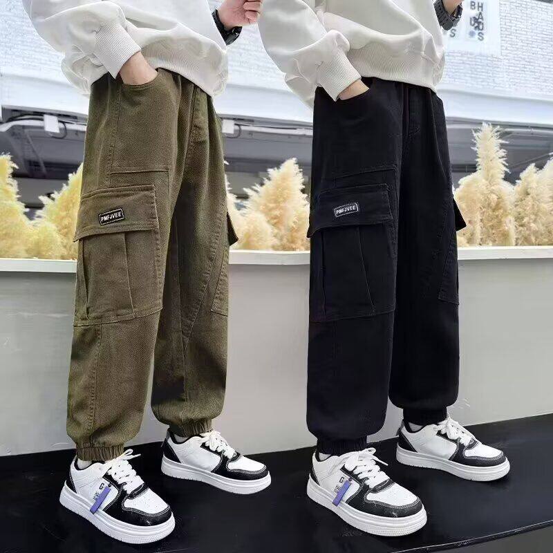 秋冬新款男童裤子时髦炸街儿童工装裤潮帅气中大童男孩宽松休闲裤