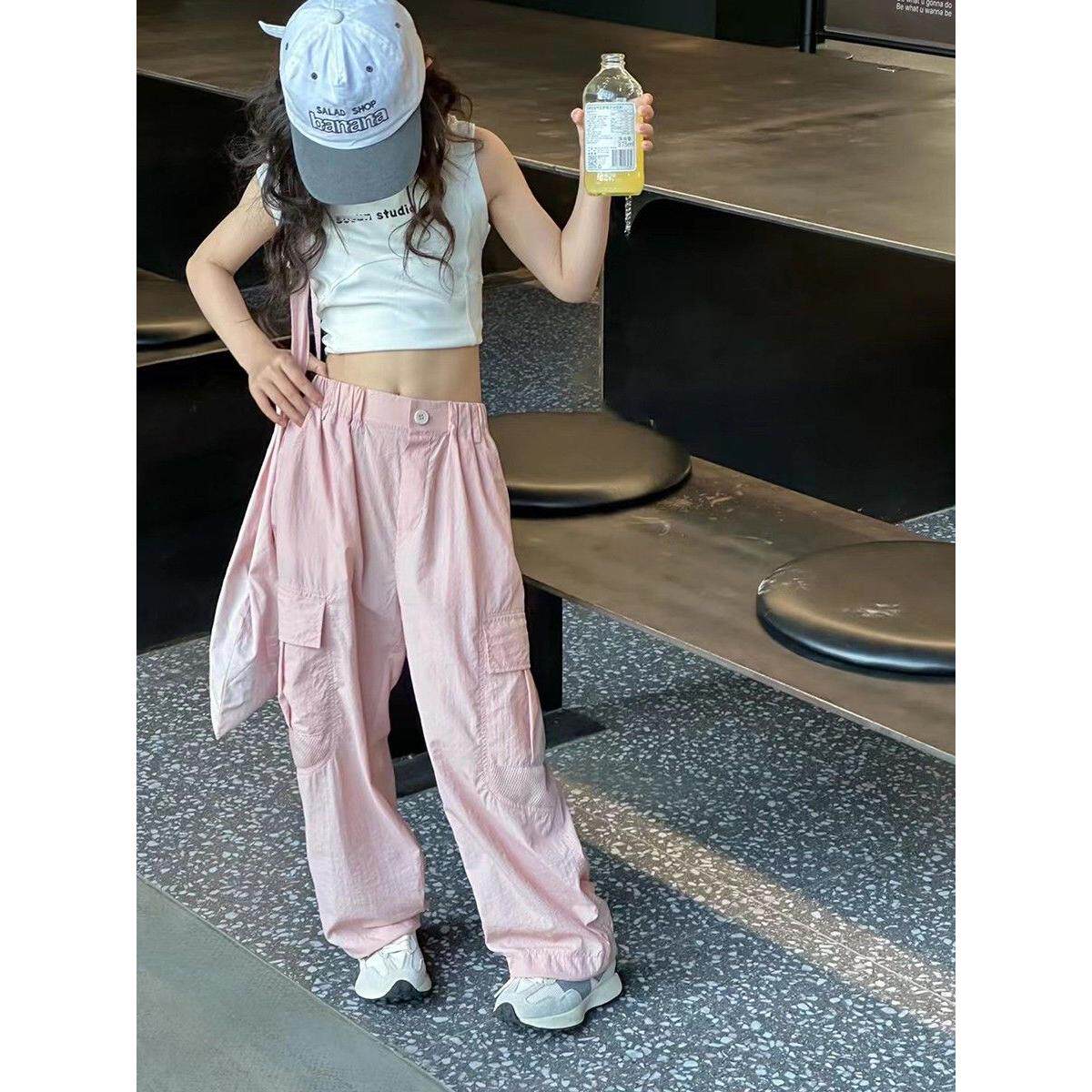 波拉韩国童装女童防蚊裤2025夏儿童薄款工装裤中大童休闲男童长裤