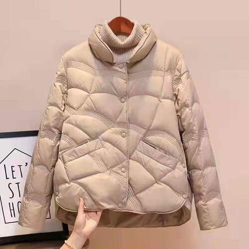 波斯橙官方旗舰店祥云图羽绒服女轻薄短款加肥加大码立领200斤胖m