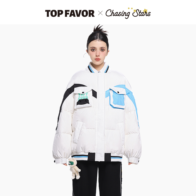 TOP FAVOR【北极航迹】明星同款拼色羽绒服女新款轻薄保暖外套-封面