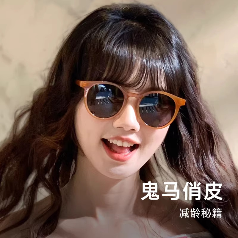 目戏复古圆框墨镜女款时尚度假系列太阳镜防紫外线防晒墨镜41007S图片