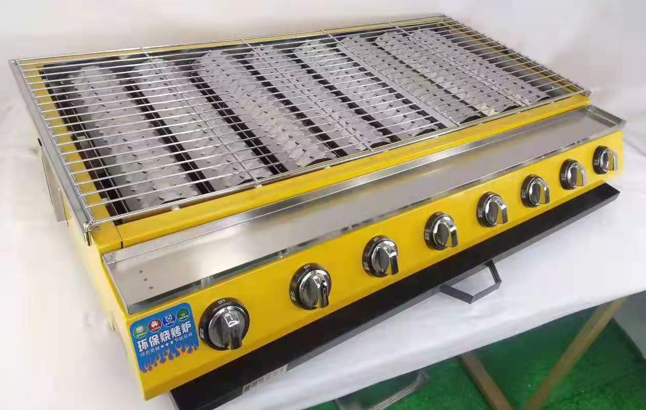 新款工厂夜市商用无烟煤气燃气烧烤炉户外面筋生蚝烤鱼摆摊烧烤款