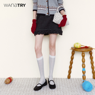 韩系减龄百搭半裙女 新品 wana try绵羊毛兔毛花边针织短裙2025冬季