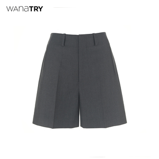 try百搭休闲简约短裤 短裤 2025春季 灰色精英感极简西装 女 新品 wana