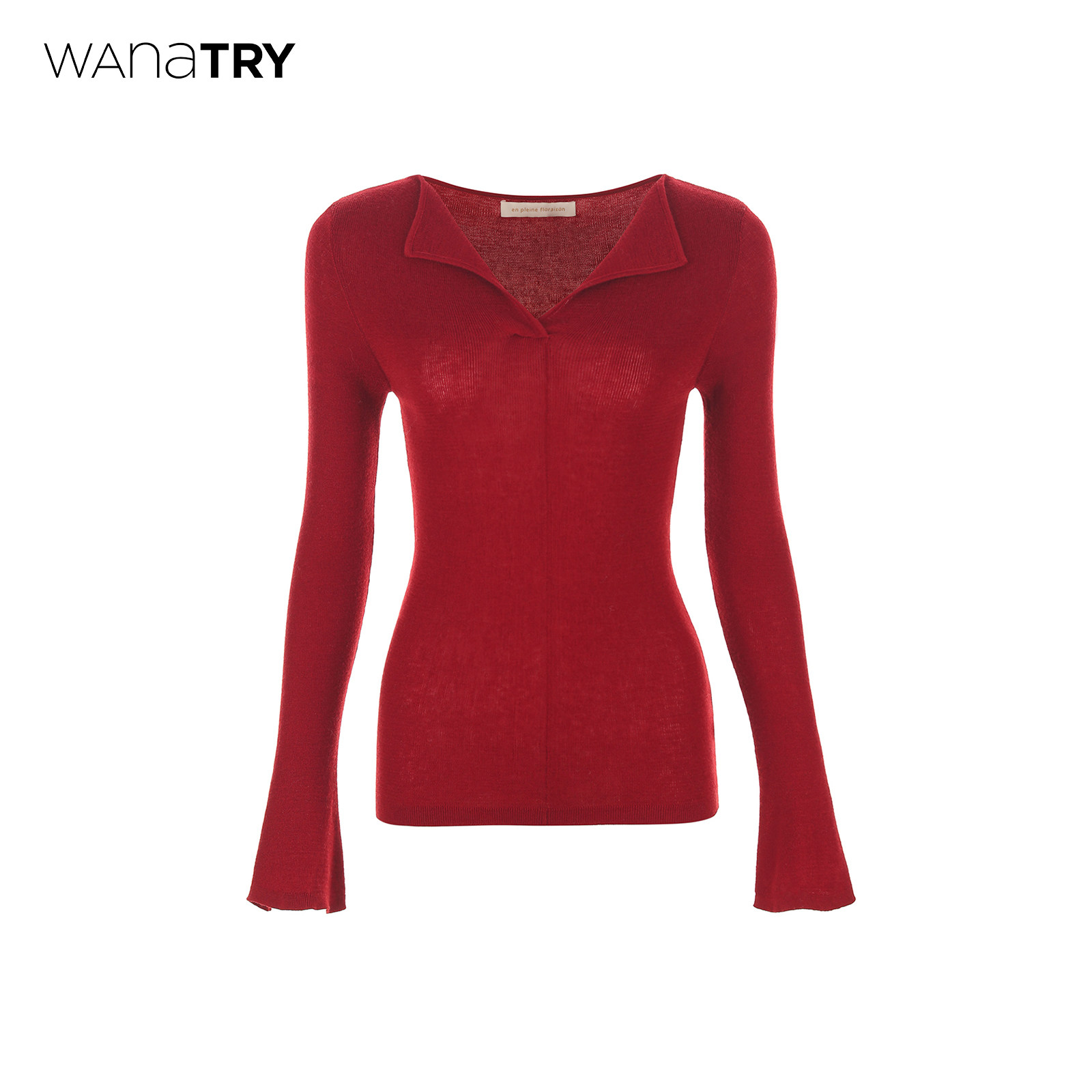 wana try绵羊毛翻领修身显瘦针织衫25冬新品红色百搭简约上衣女,女装/女士精品,毛针织衫,淘宝优惠券,粉丝福利购,淘宝优惠卷