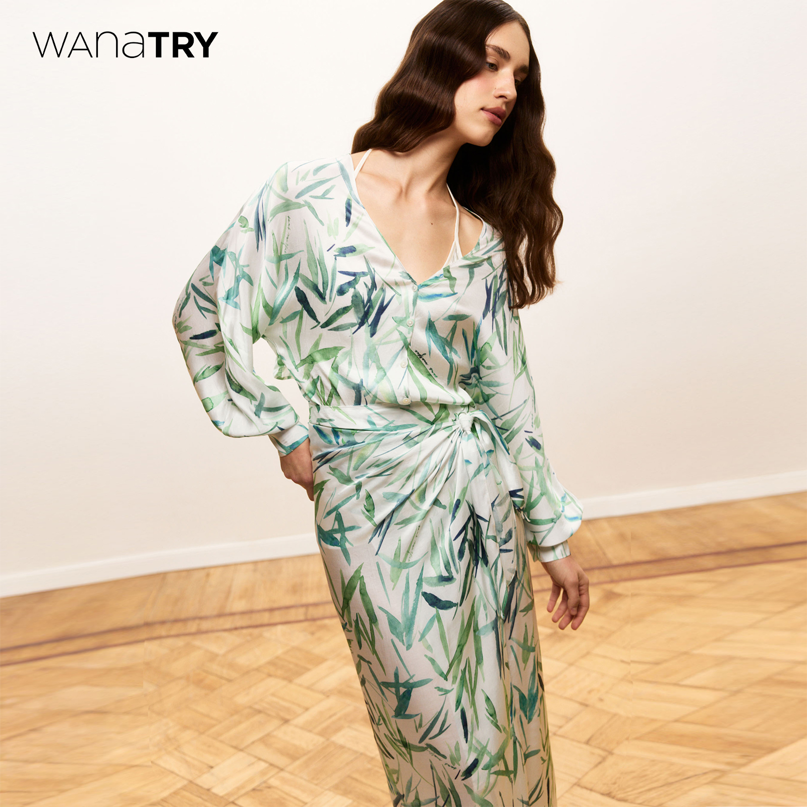 wanatry竹摇清影半裙上衣套装