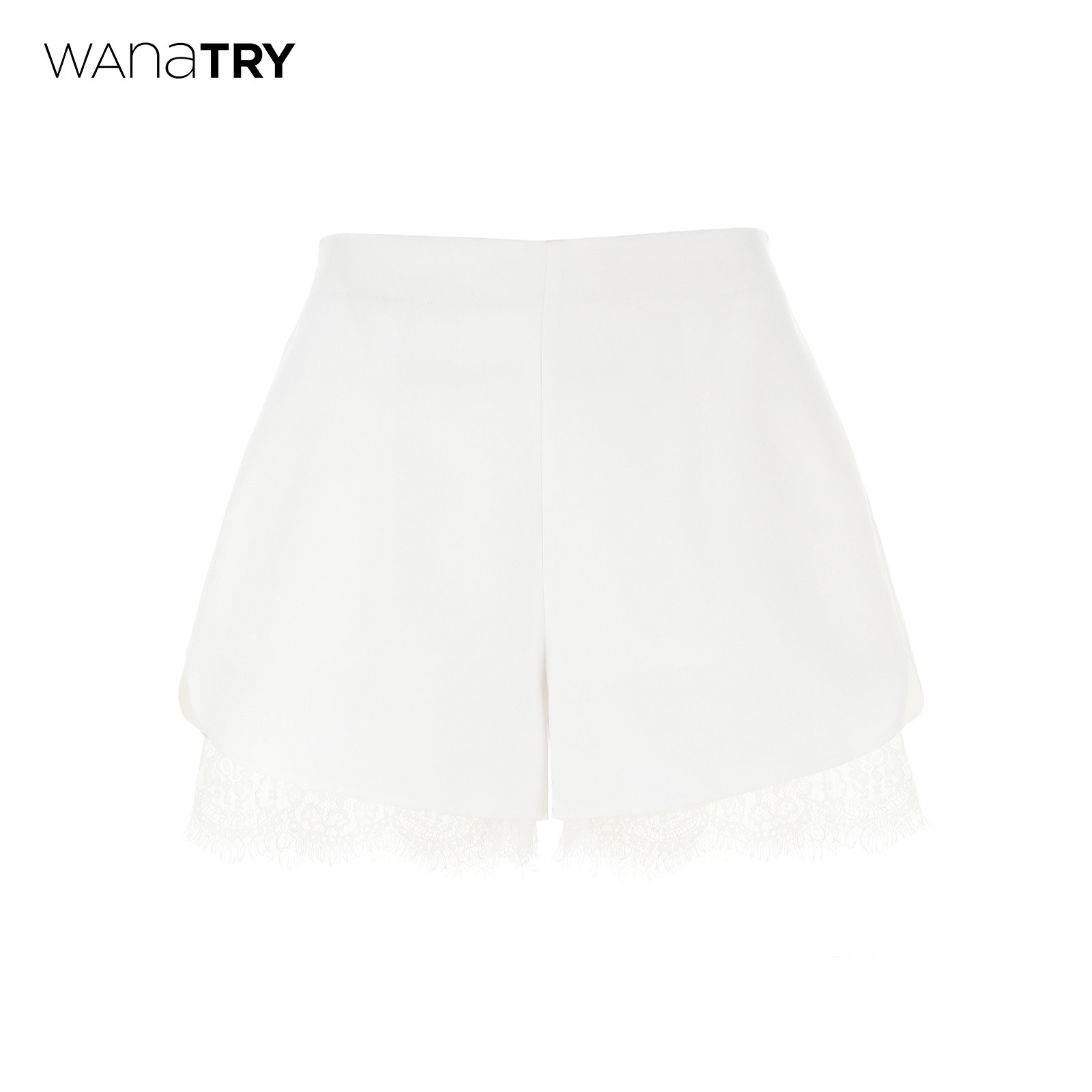 wana try白色内里下摆拼接蕾丝花边短裤2025春新品休闲百搭短裤女,女装/女士精品,休闲裤,淘宝优惠券,粉丝福利购,淘宝优惠卷