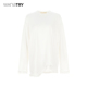 wana 上衣 韩系简约百搭女款 try不规则木耳边宽松长袖 T恤2025新品