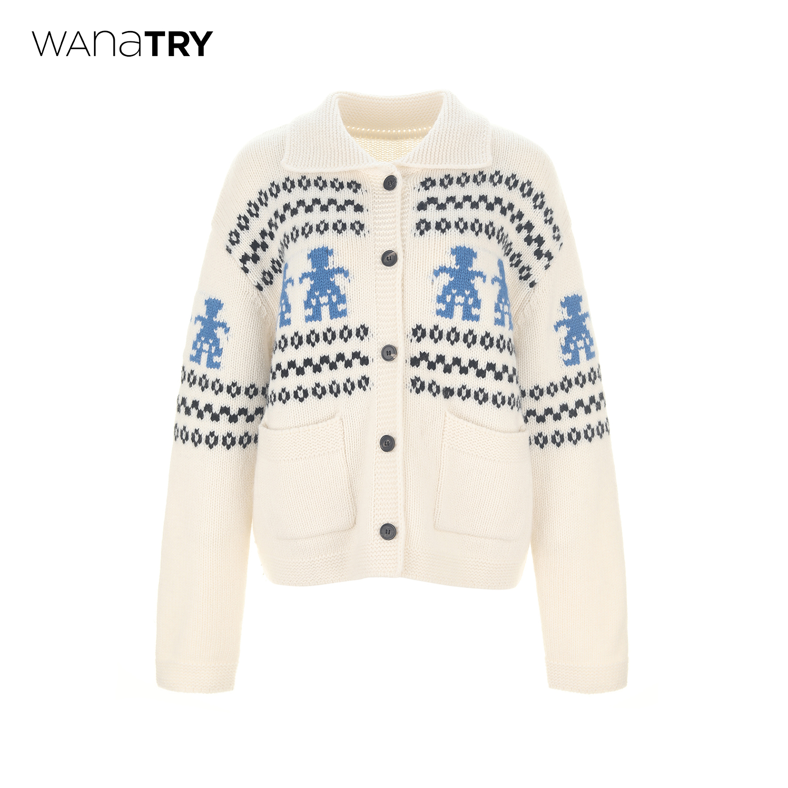 wanatry100%羊毛费尔岛提花毛衣