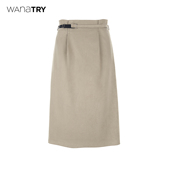 新品 wana try麂皮感显瘦百搭中裙26春季 豆绿色简约百搭气质半裙女