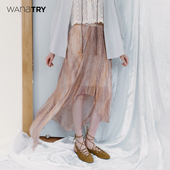 新品 wana try印花褶皱感不规则半裙26春季 沙色时髦飘逸感中长裙女