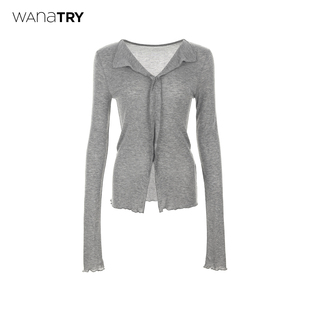 打底衫 轻薄款 2026春季 新品 女 wana 灰色休闲百搭针织衫 try天丝修身