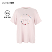 wana 女 简约休闲百搭短袖 try韩系简约刺绣花T恤2025夏季 新款