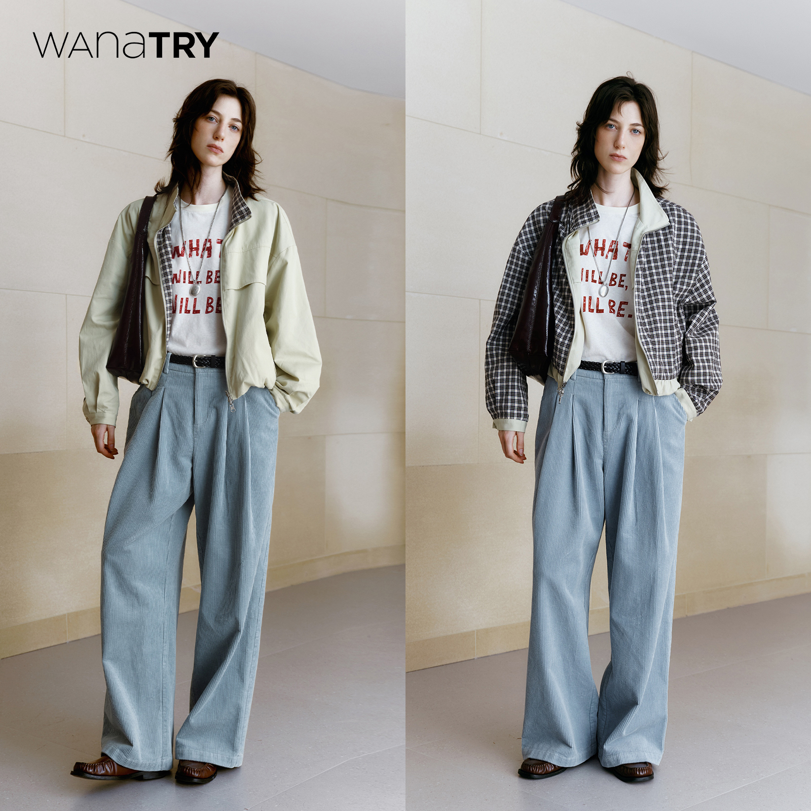 wanatry分割正反两穿风衣外套