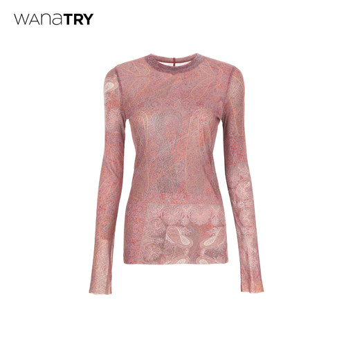 wanatry红涡纹纸片人长袖T恤女