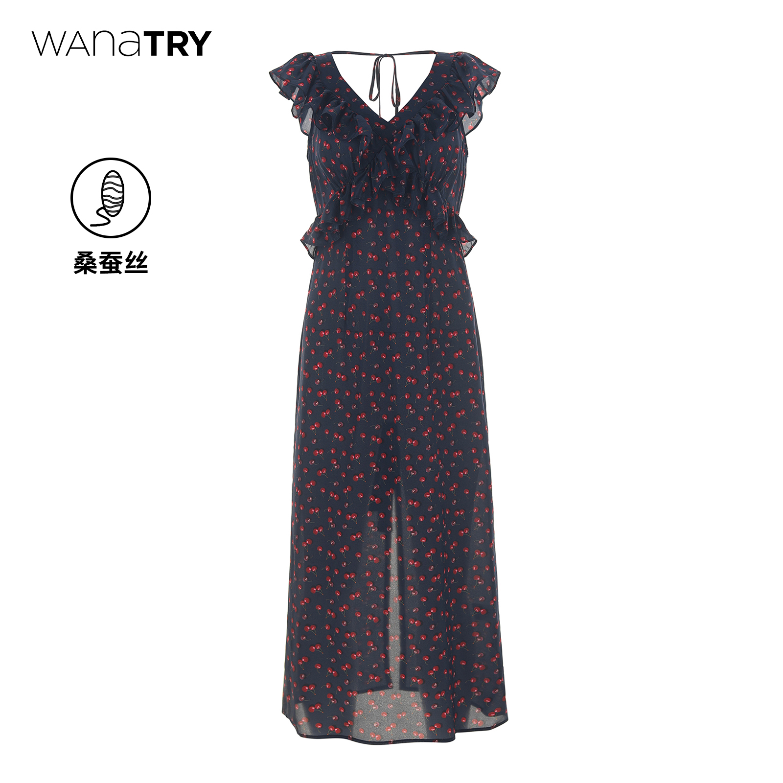 wanatry100%桑蚕丝显瘦连衣裙女