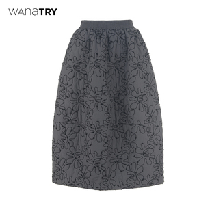 盐酷日常休闲中长裙女 半裙2025新品 wana try可爱韩系百搭保暖厚款