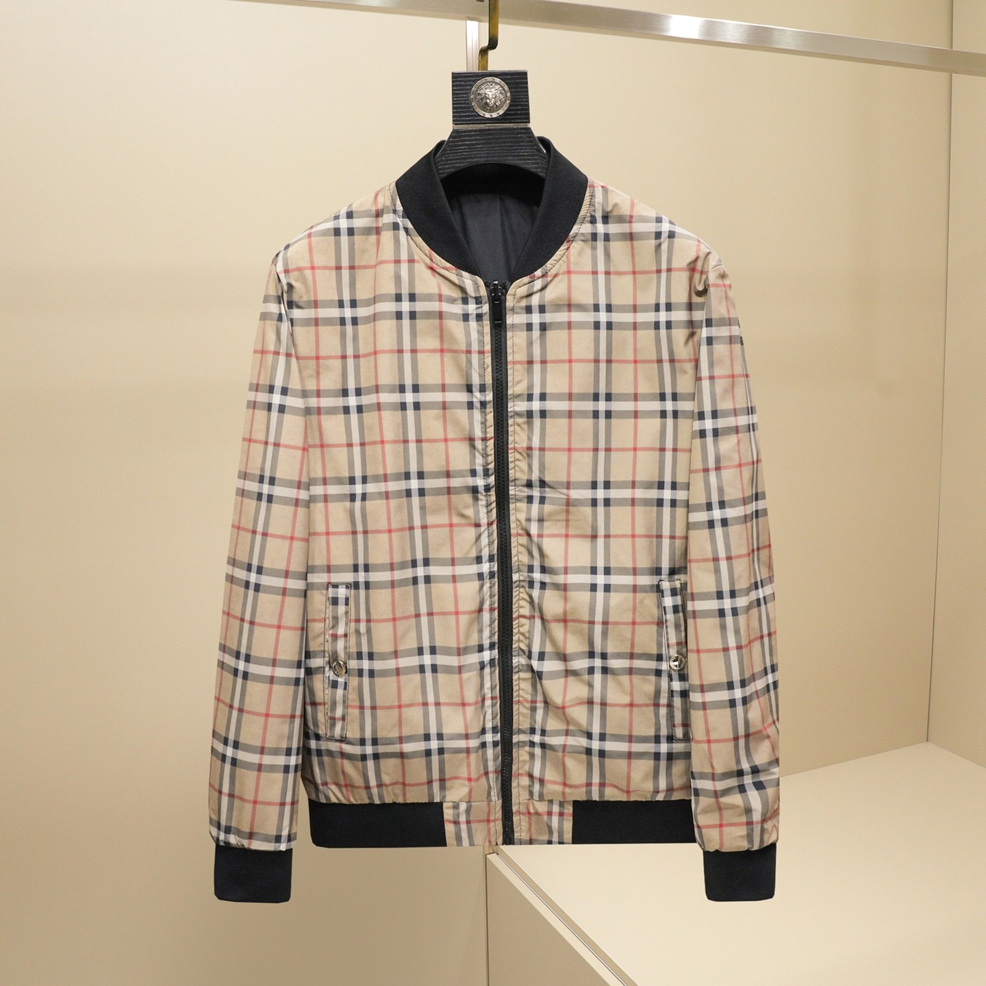 2025年新款刺绣夹克男装双面穿格子防风棒球领外套JK2507-P155，男装夹克，电商D316