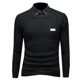 2025秋冬纯色衬衫领套头提花毛衣长袖针织男士打底衫8211-P115，男装针织衫/毛衣，电商D316