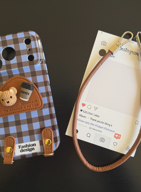 格子咖啡小熊适用苹果17promax菲林手机壳iPhone16全包软壳华为P80小米VIVOX300荣耀一加OPPO韩版ins风保护套